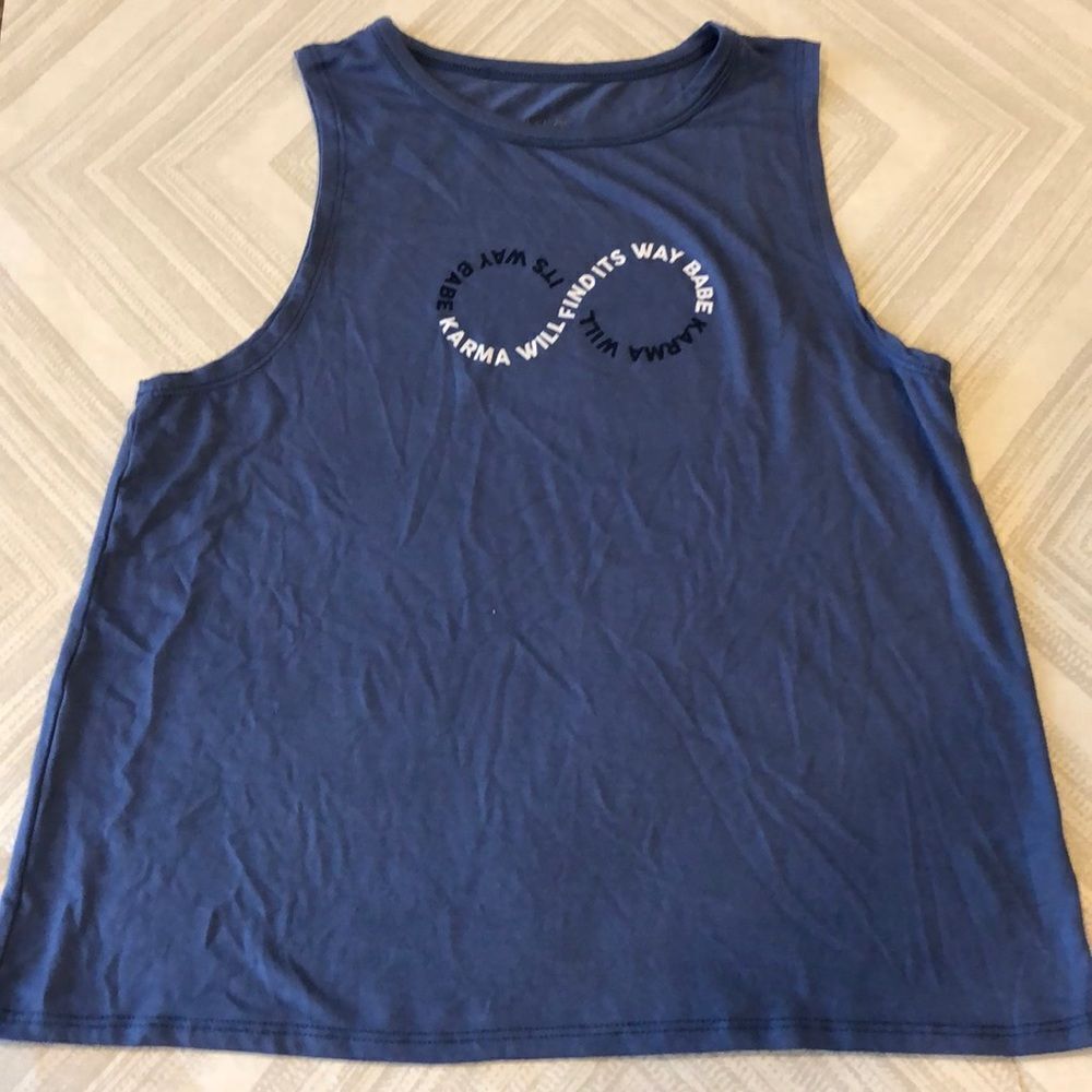 House of Tens Blue ‘Karma Will Find Its Way Babe’ Racerback Tank Top - Size S